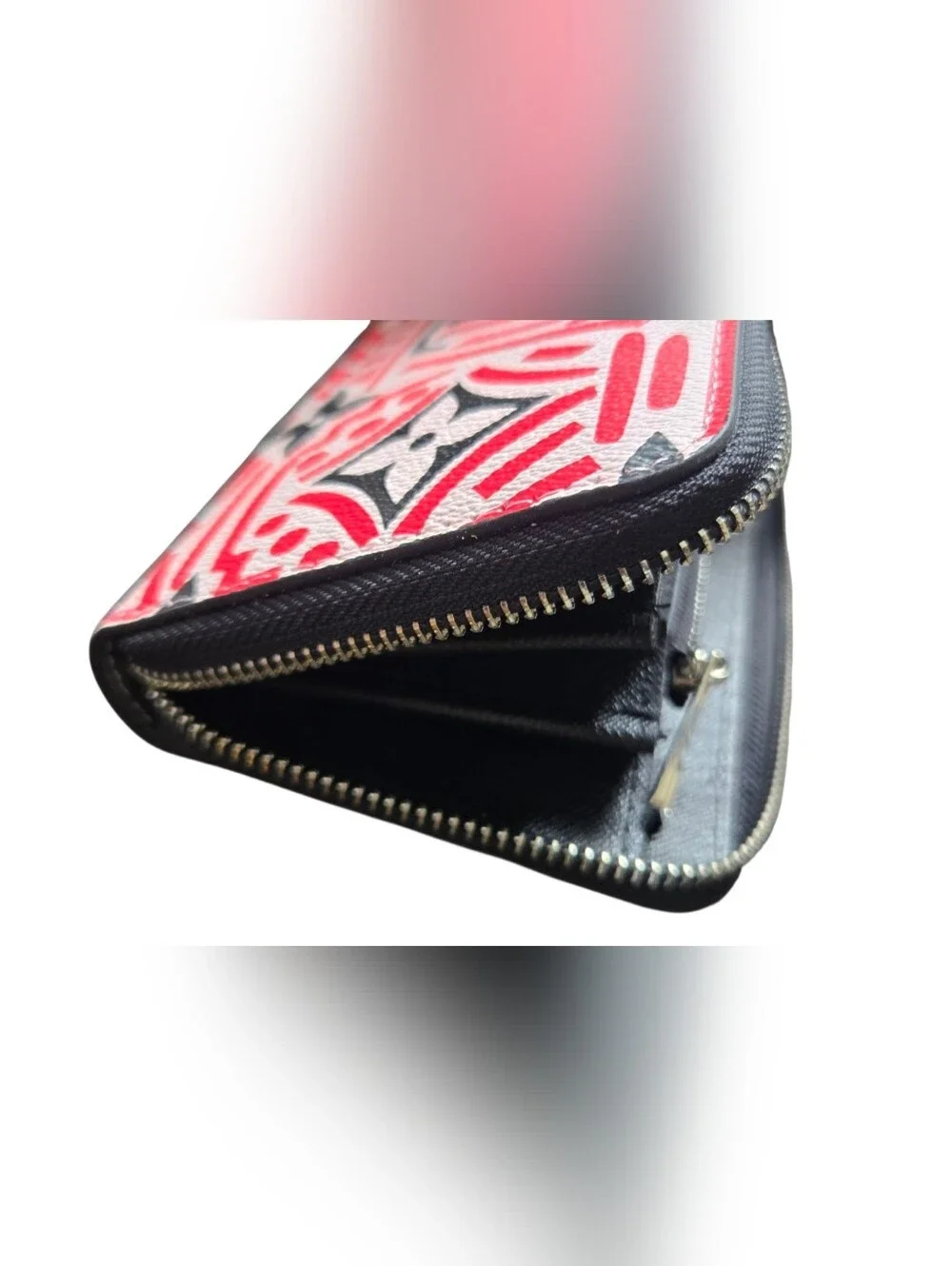 Pink, White & Black Monogram Zip Wallet Phone Case